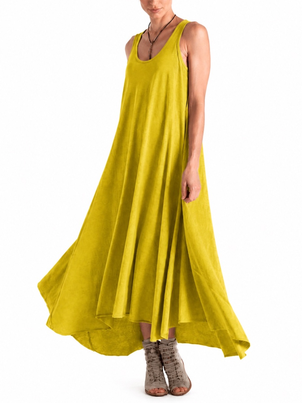 Planet Lauren G O/S 100% Pima Cotton 0526 chartreuse cotton maxi tank dress
